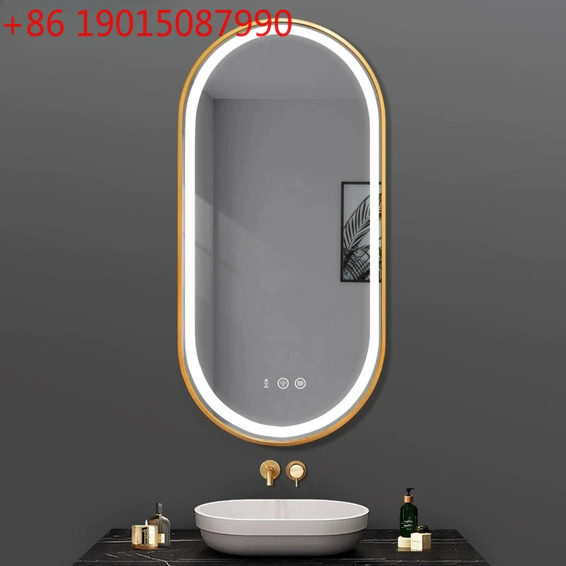 

Bathroom wall-mounted aluminum alloy frame luminous smart bathroom mirror toilet makeup mirror decoration