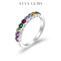 ATTAGEMS 100% 925 Sterling Silver Round Shape 2.5mm Create Corundum Ring for Women Man Gems Christmas Ring Top Fine Jewerly Gift