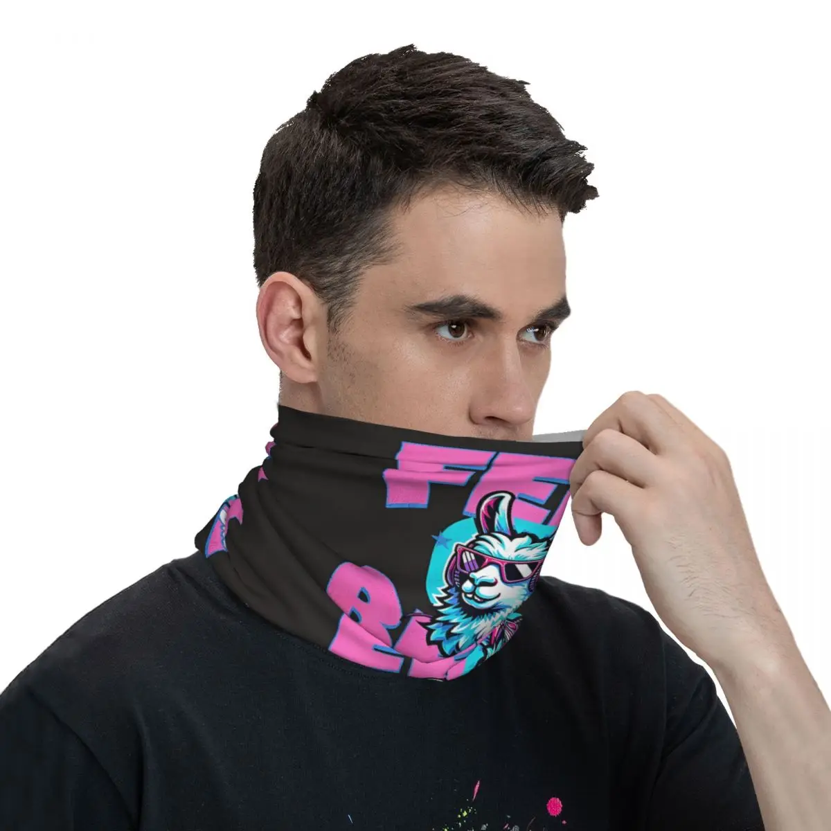 Cool Lama avec casque pour les amoureux du lama, Flag The Beat Neck, GaClaFace planchers f, Cache-cou, Bandana planchers f pour femmes