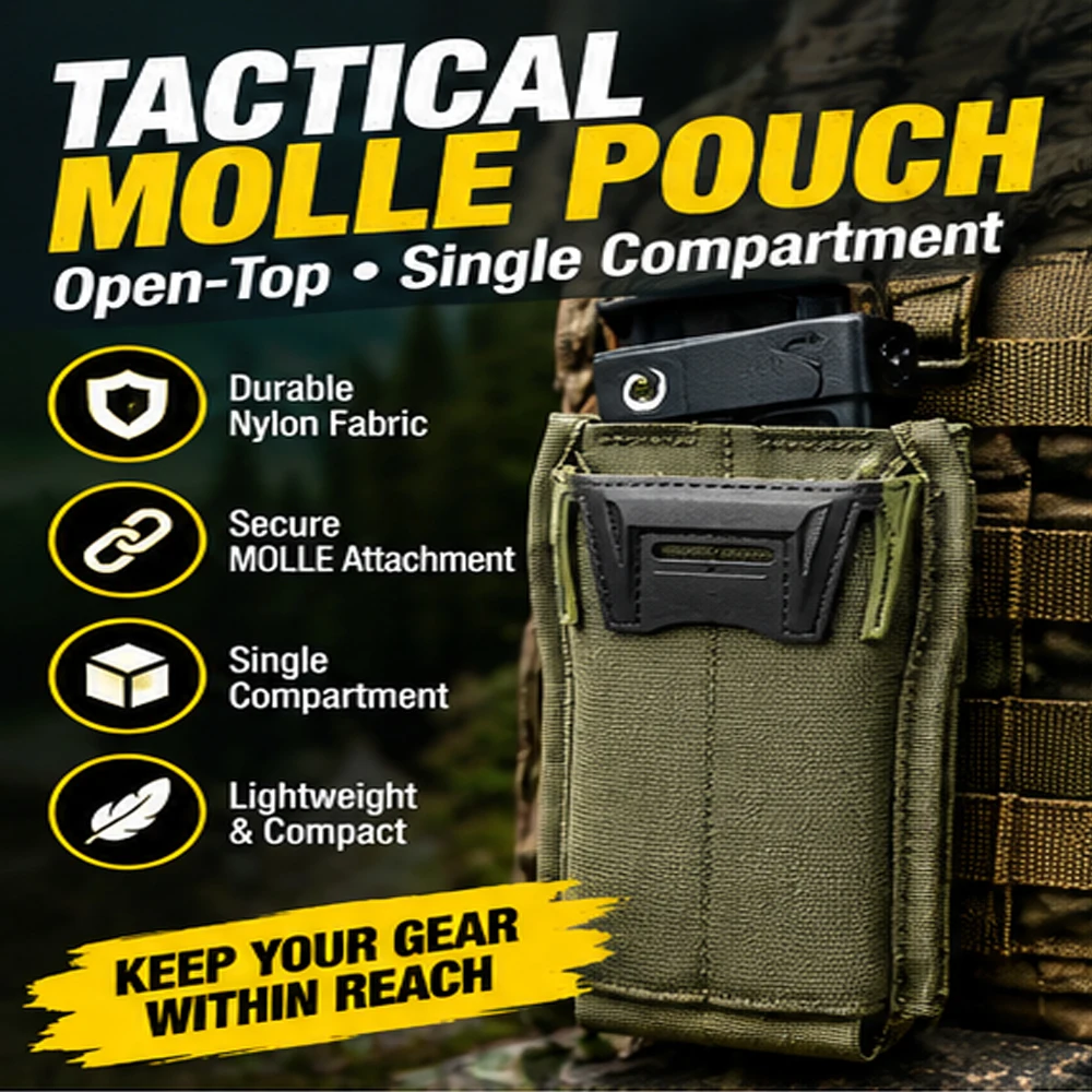 Open Top MOLLE Utility Pouch Single Compartment Outdoor Storage Bag Compact Webbing Attachment Pouch Backpack Vest and Gear