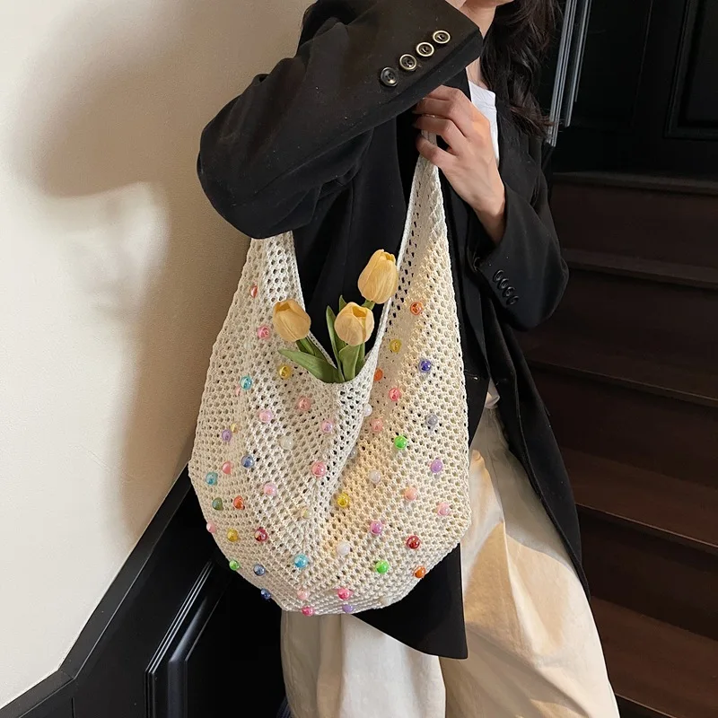 여성용 토트 백 한국 진주 단순 유행 다목적 스위트 숄더 백 럭셔리 브랜드 대용량 휴대용 핸드백