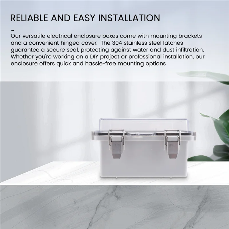 

N11R Waterproof Outdoor Project ABS Plastic Junction Box Weatherproof Dustproof Enclosure With Hinged Cover, Mounting Plate