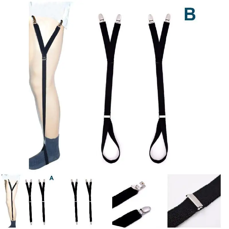 Fashion Men Shirt Stays Garter Suspenders Holder Elastic Y Shape Adjustable Uniform Locking Clamp Braces Shirts Garters