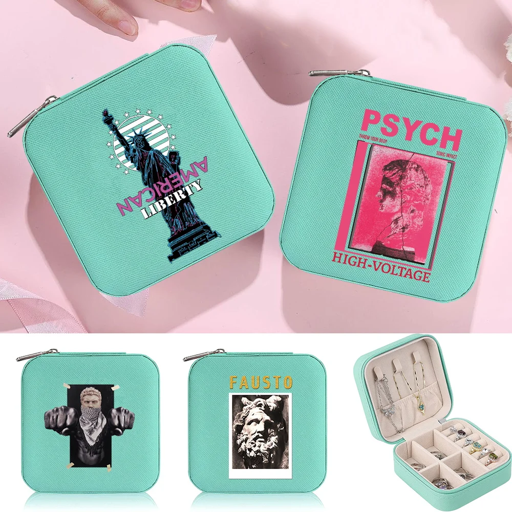 

Jewelry Box Mini Ornaments Organizer Display Desktop Drawer Necklace Ring HolderTravel Zipper Case Boxes Portable Gift Cases