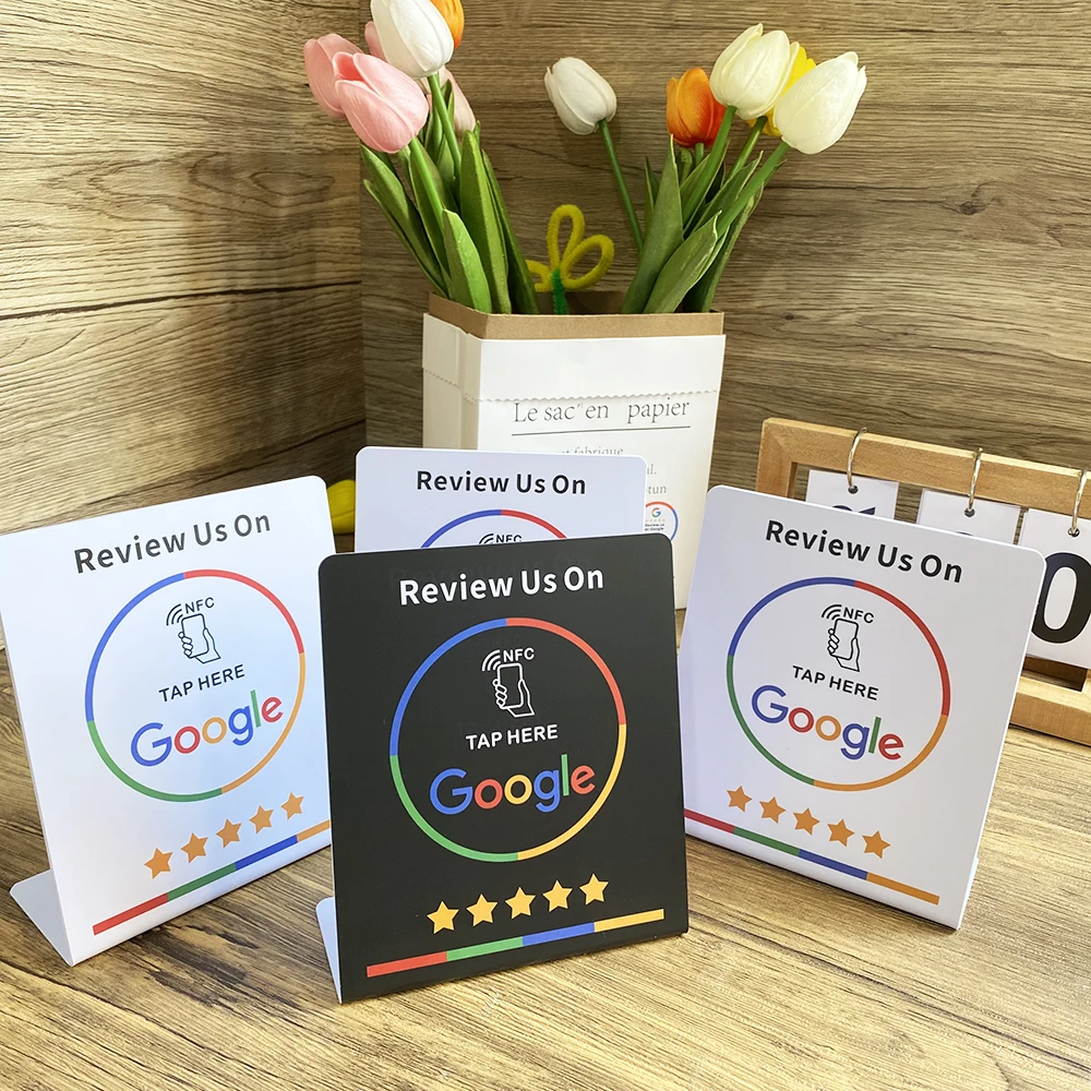 nfc stand 13.56Mhz Programmable Google Reviews NFC Stand Table NT/AG216 NFC Google Review Display nfc card personalized Custom