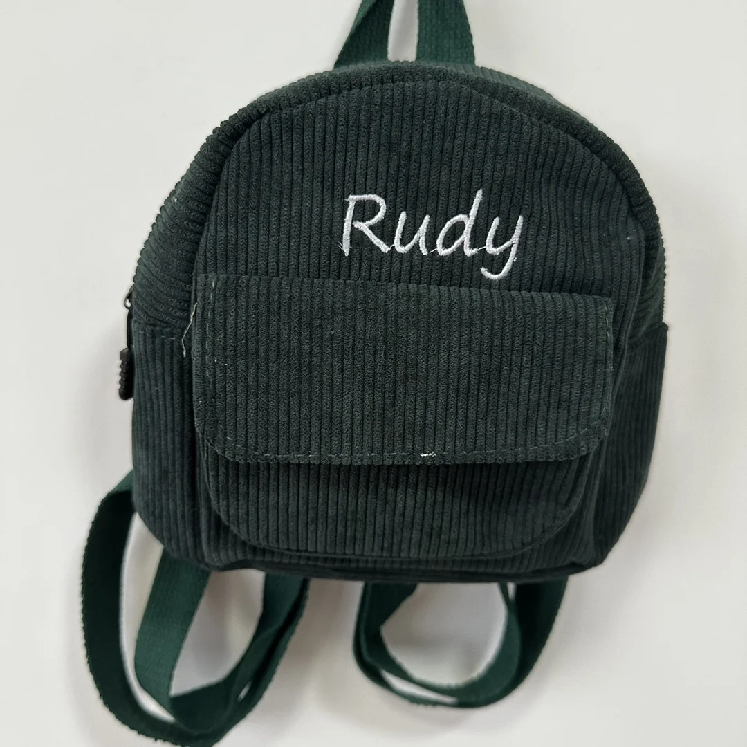 Mochila retrô bordada personalizada de veludo para mulheres, mochilas pequenas, mochila casual, meninas estudantis, moda