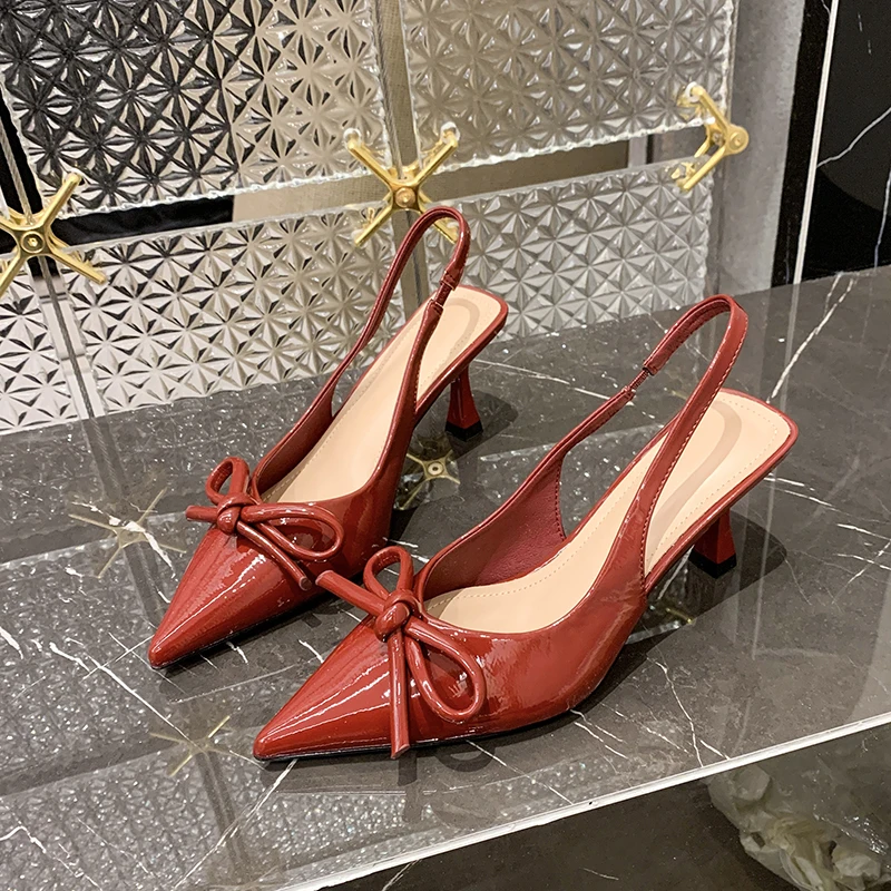 

Летние женские туфли-лодочки с острым носком на высоком каблуке, модные сандалии с бантом-бабочкой, элегантные туфли для вечеринок