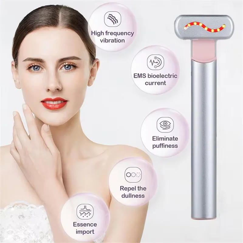 

Led Ems Face Lifting Machine 4 in 1 Eye Massager Anti Wrinkle Care Red Light Wand Device Face Massager
