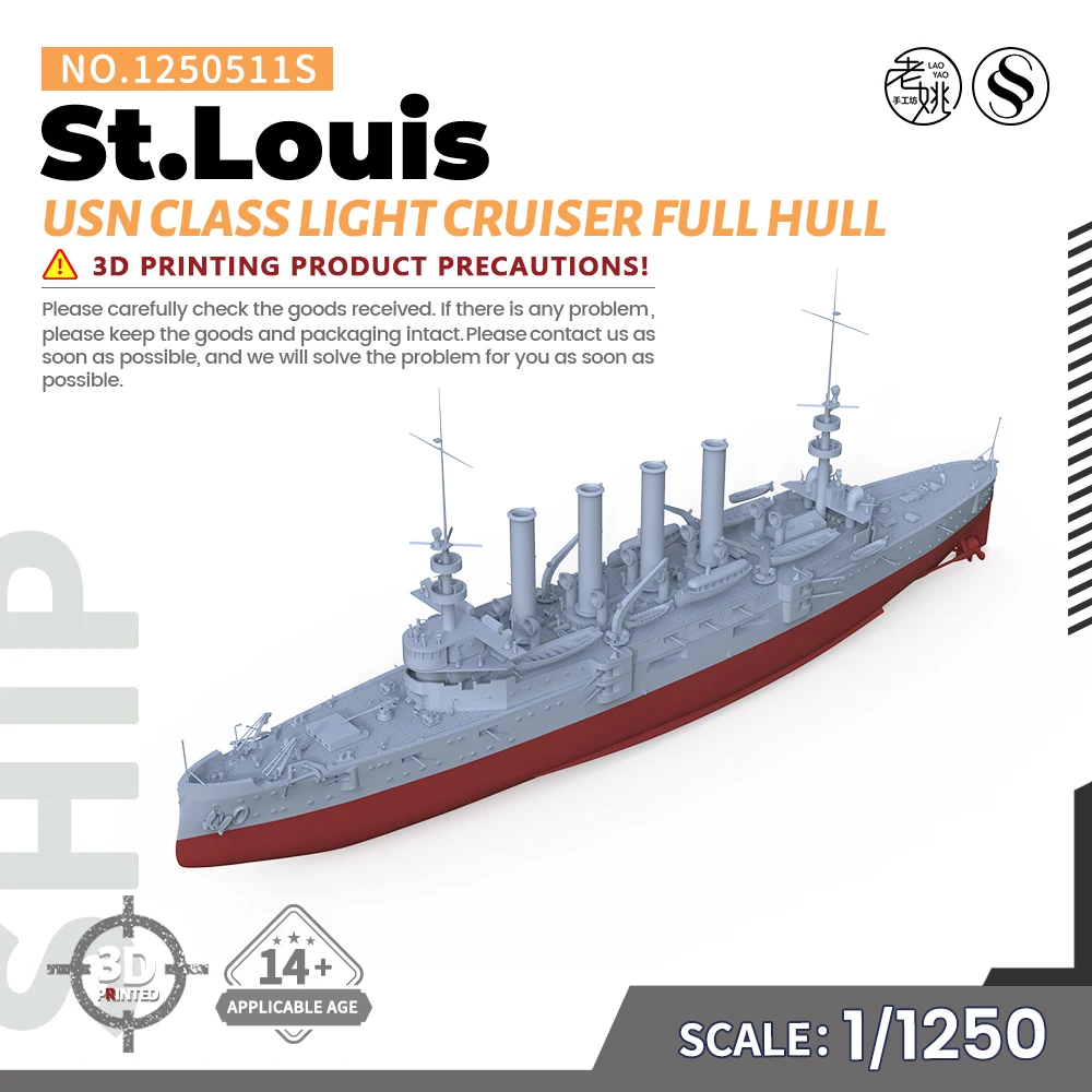 

SSMODEL SS511S 1/1250 Military Model Kit USN St.Louis Class Light Cruiser Full Hull WWII WAR GAMES