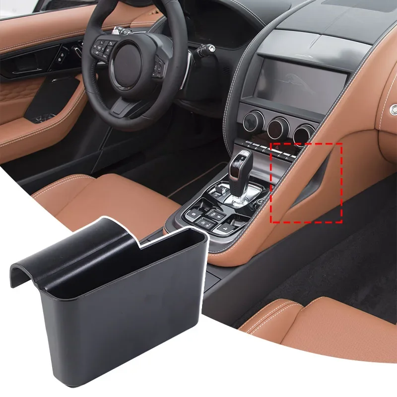 

For Jaguar F-TYPE 2013+ ABS Black Car Styling Car Center Console Side Storage Box Car Interior Accessories 1Pcs