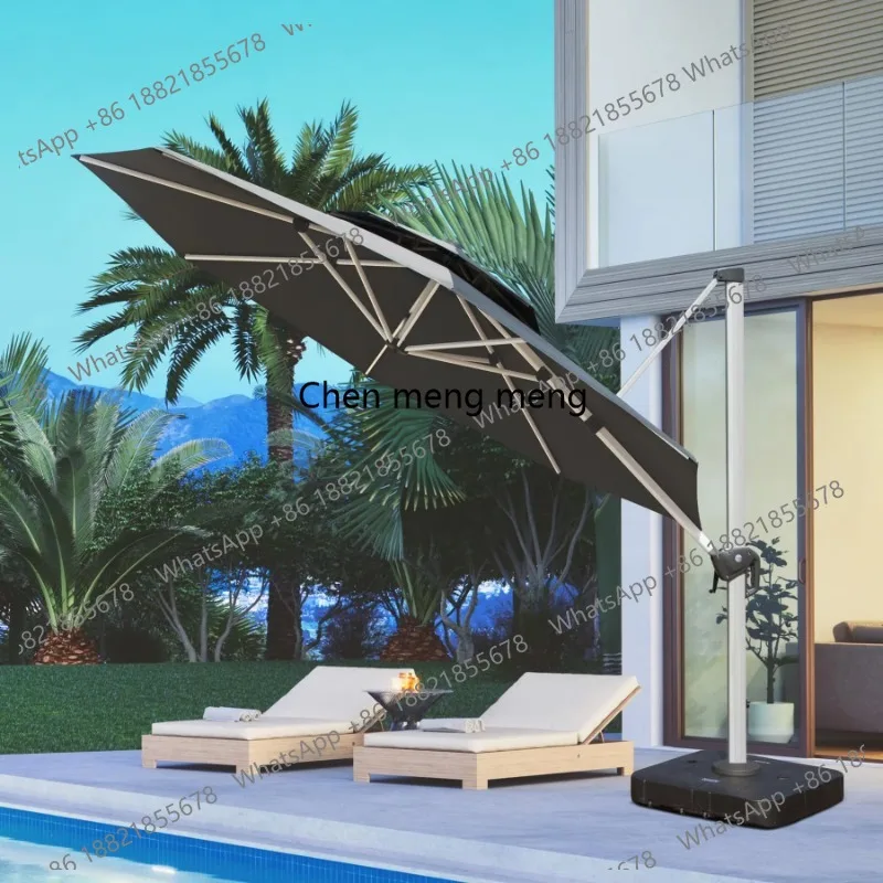 Double Top Cantilever Aluminum Patio Umbrella Windproof 360 Rotation Offset Umbrella for Garden Deck Pool