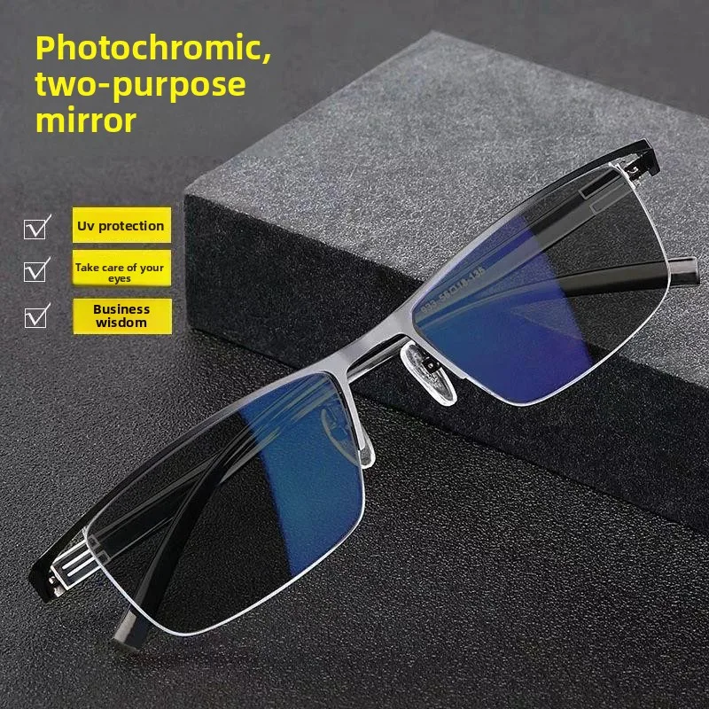 

Профессиональные мужские очки по рецепту с меняющими цвет линзами, оправа с защитой от синего света, защита глаз, модные летние очки с плоским верхом