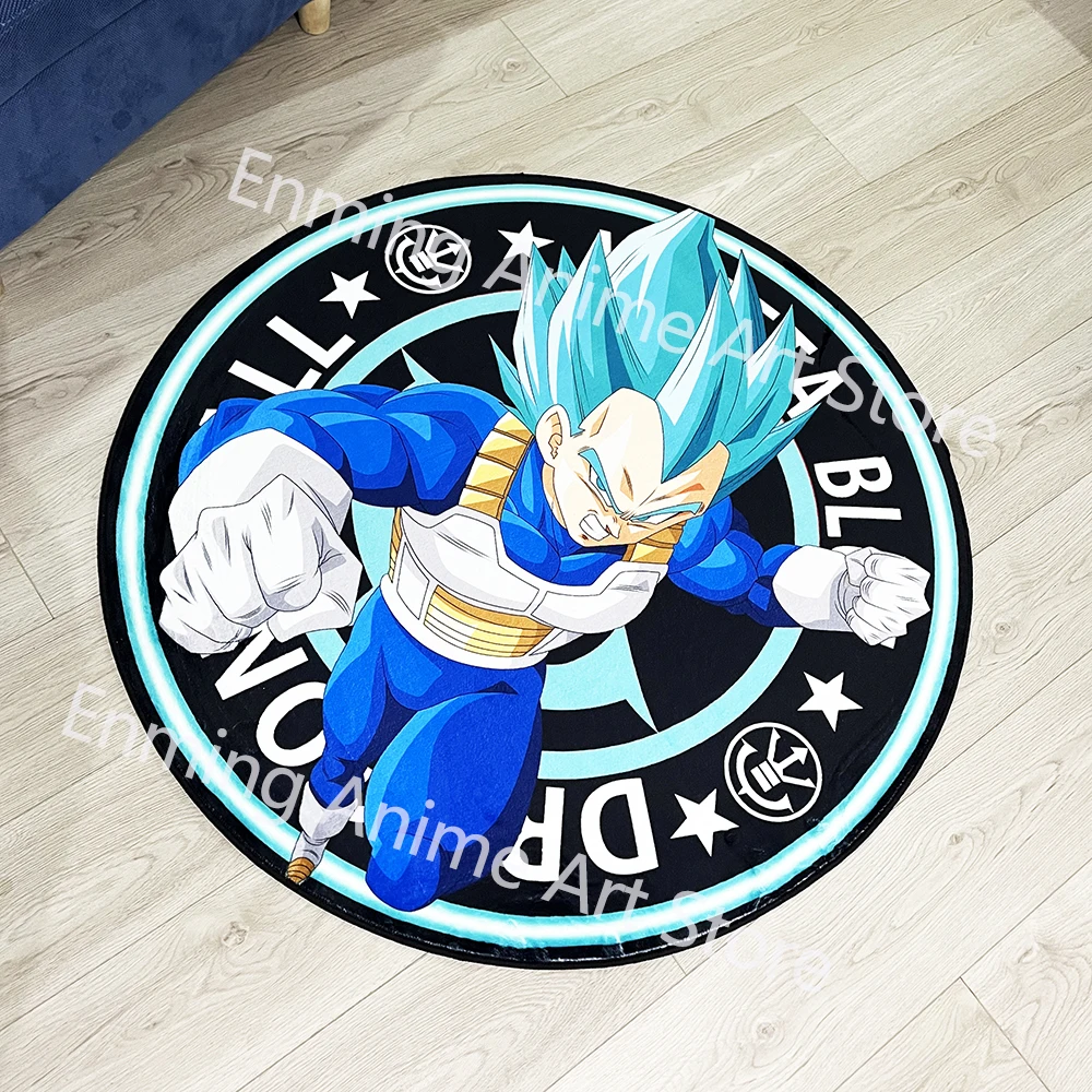 Circular Rugs Anime Vegeta Blue Dragon Ball Z Customize Cartoon Rug Handmade Carpet Area Rug for Home Decor