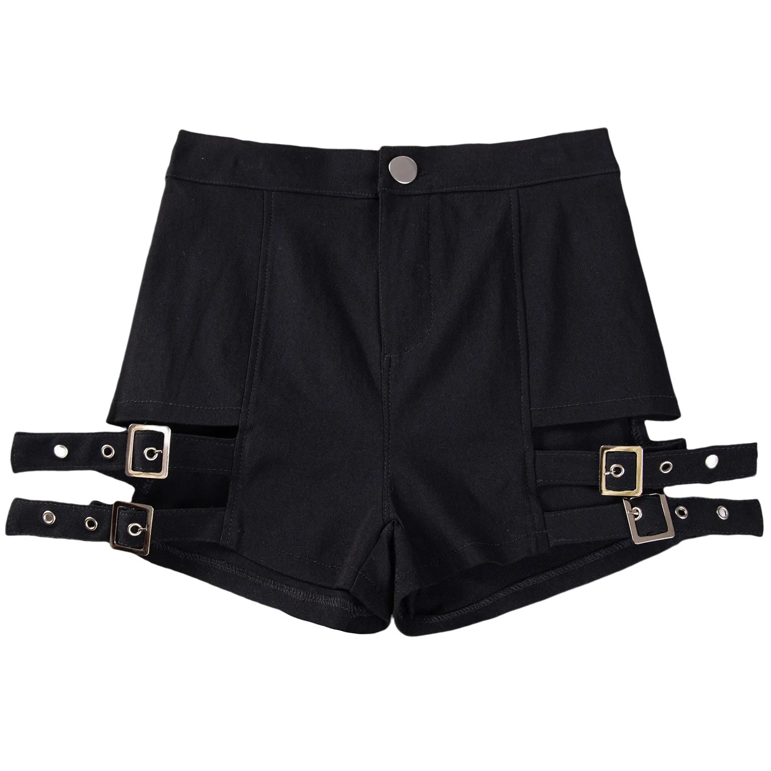 Women's High Waist Skinny Stretch Knee Length Shorts with Zipper – Black Solid Color Slim Fit Women's Cheap Clothing Free