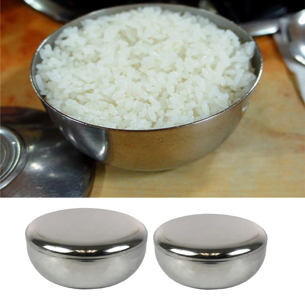Cuenco de acero inoxidable para frutas o ensaladas, contenedor de comida coreano irrompible