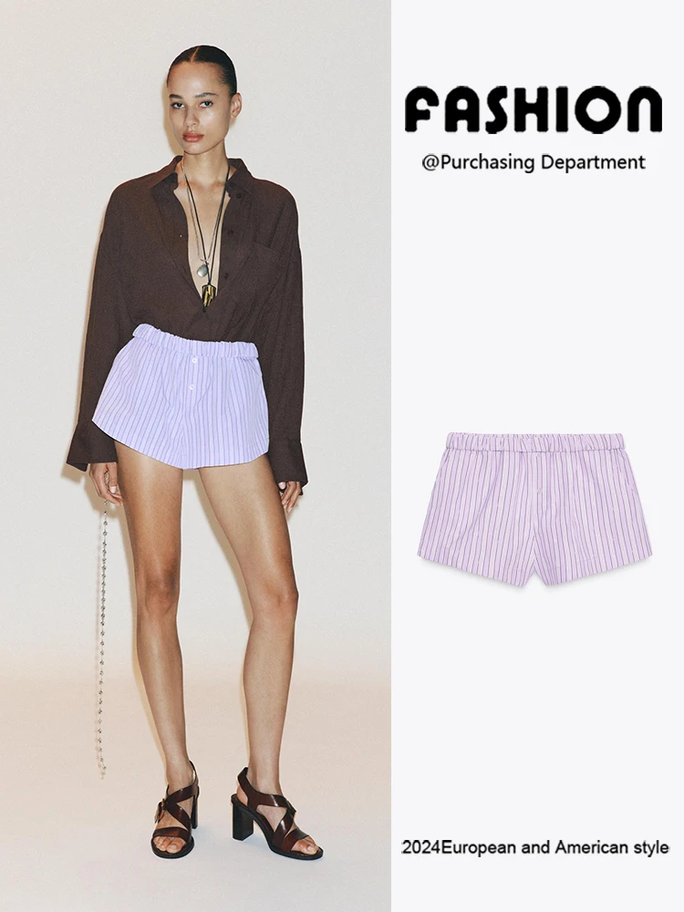 

New Summer Women's Versatile Slimming orts Cuffed Waist Mid-Rise orts Faionable Ethnic Stage Clothing