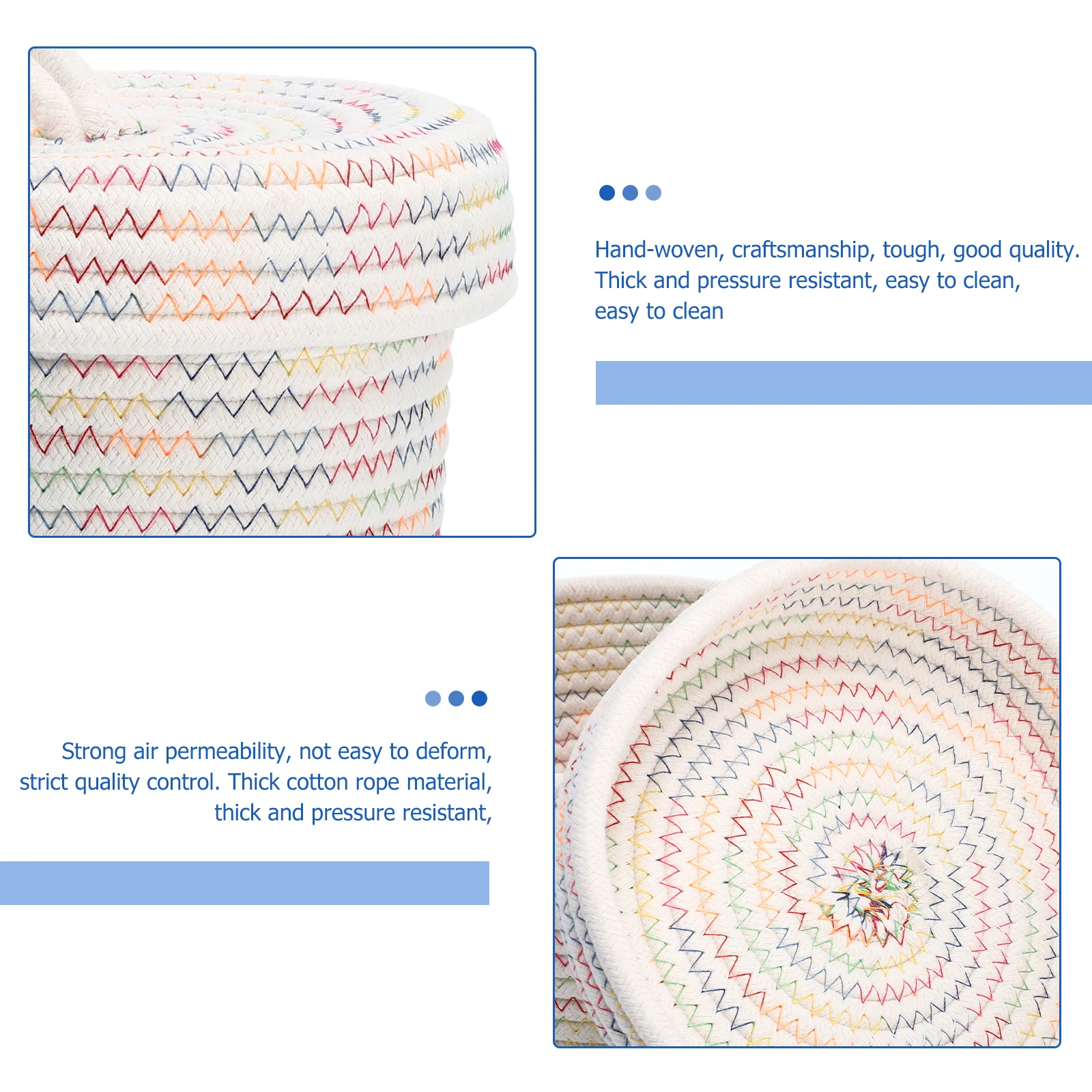 

Storage Box Cotton Woven Basket Laundry Baskets Bins Small for Organizing Decorative Braided