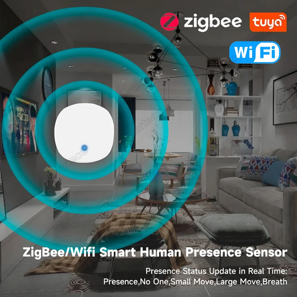 ZigBee Wifi MmWave Human Presence Motion Sensor With Luminance/Distance Detection Tuya Smart Life Home Automation Device Linkage