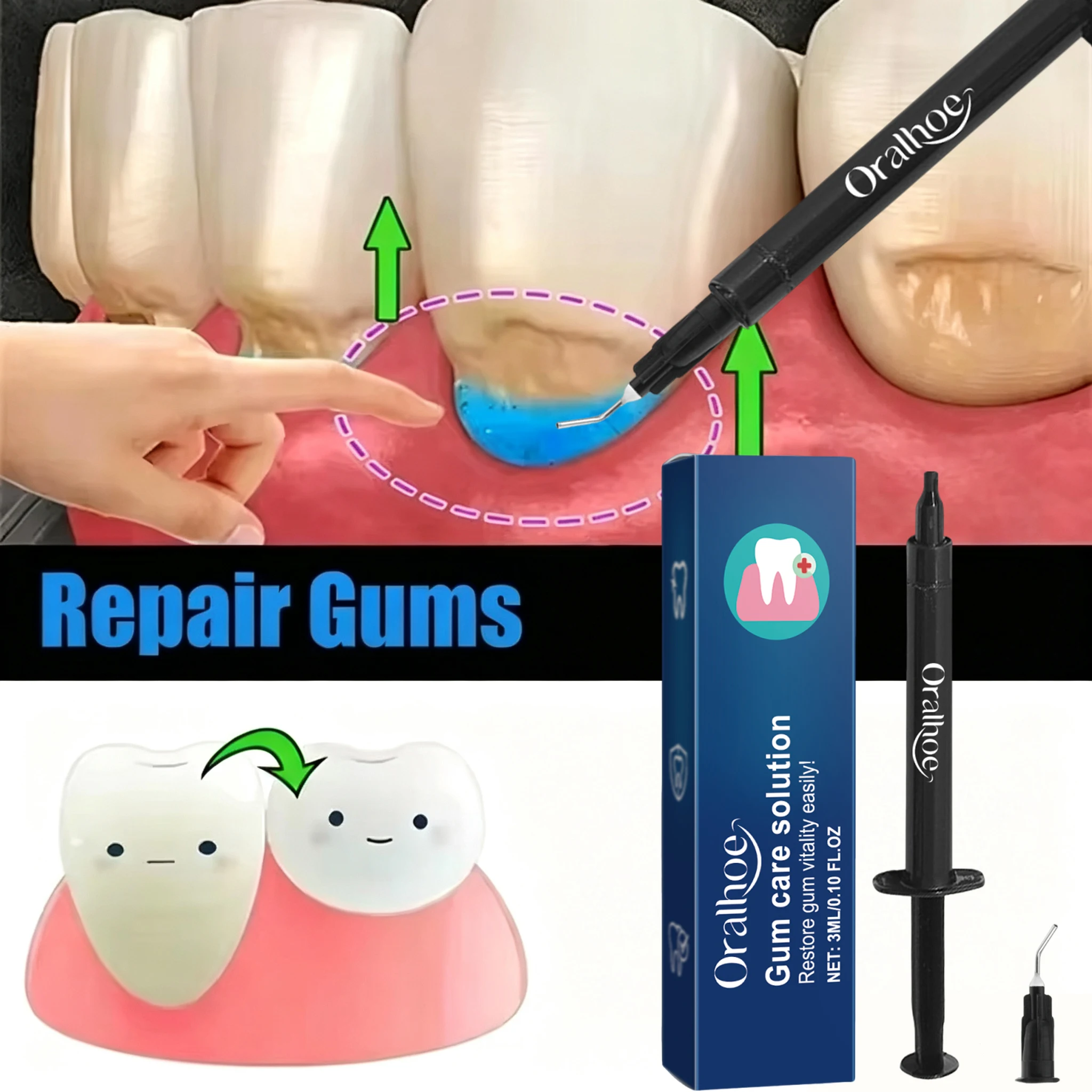 Teeth Whitening Gel Gum Repair Care Improve Gingival Damaged Inflammation Cleaning Stains Whitener Gum Protection for Oral