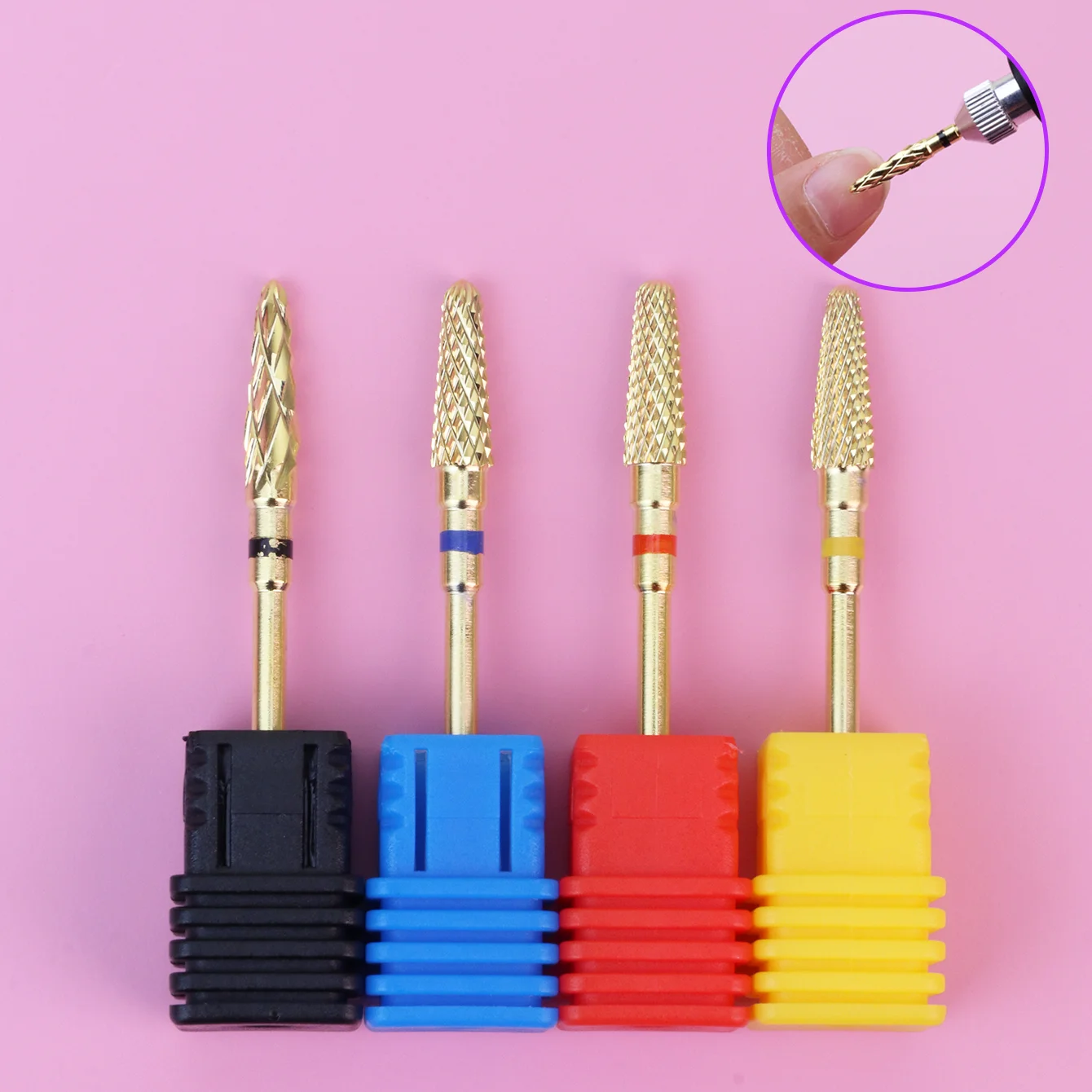 5 in 1 Professional Nail Drill Bit, 3/32 Inch Tungsten Steel Drill Bit, Quick Removal, Manicure Pedicure Cuticle Gel Polish