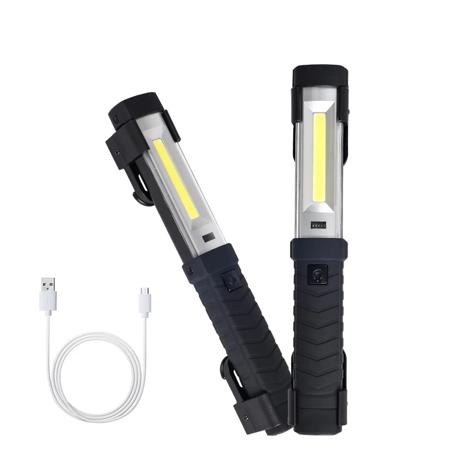 

New Portable COB LED Flashlight USB Rechargeable Work Light Magnetic Lanterna Hanging Lamp with Built-in Battery Camping Torch