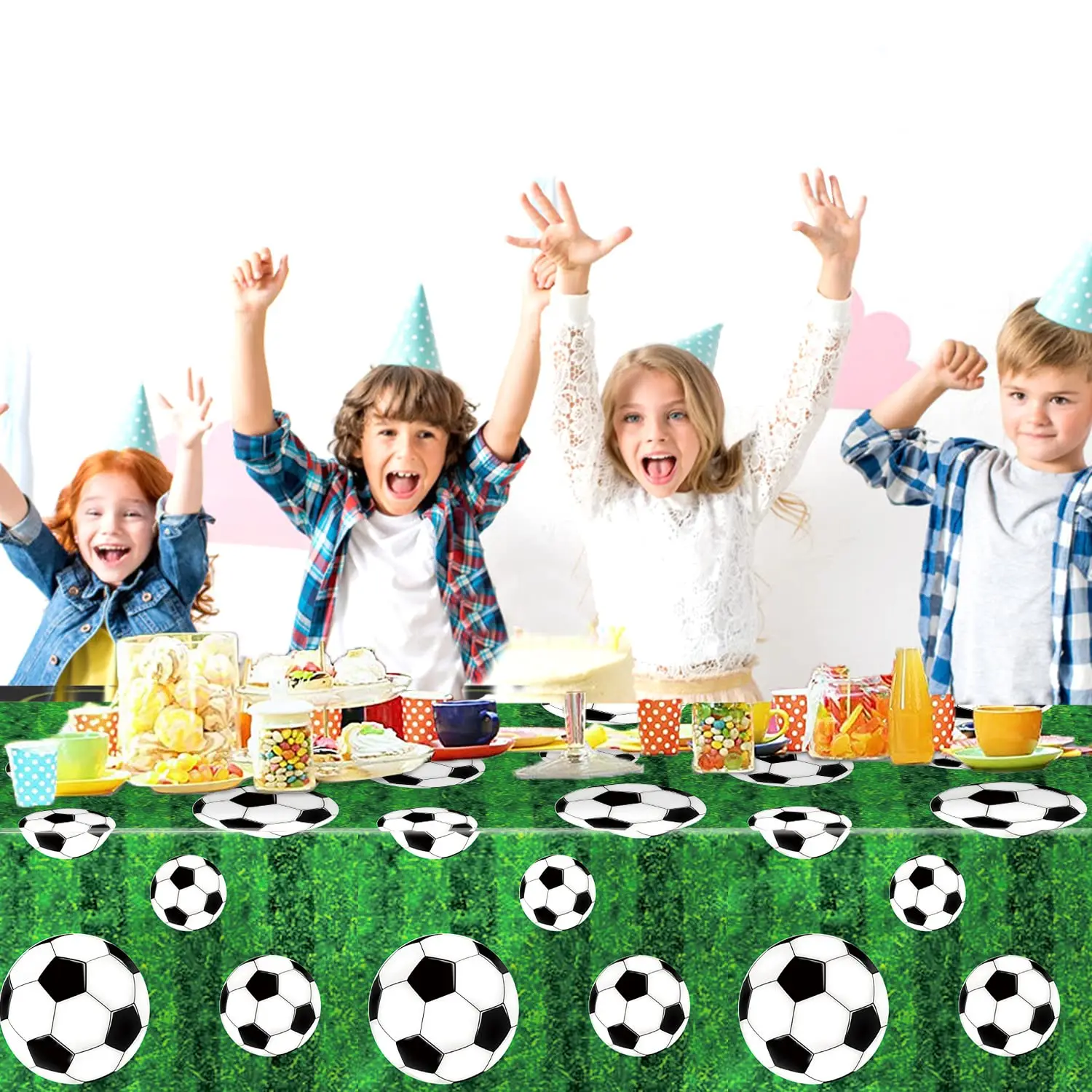Football Party Disposable Tablecloth Green White Children Boys Birthday Party Soccer Party Sport Match Decor Supplies Tablecover