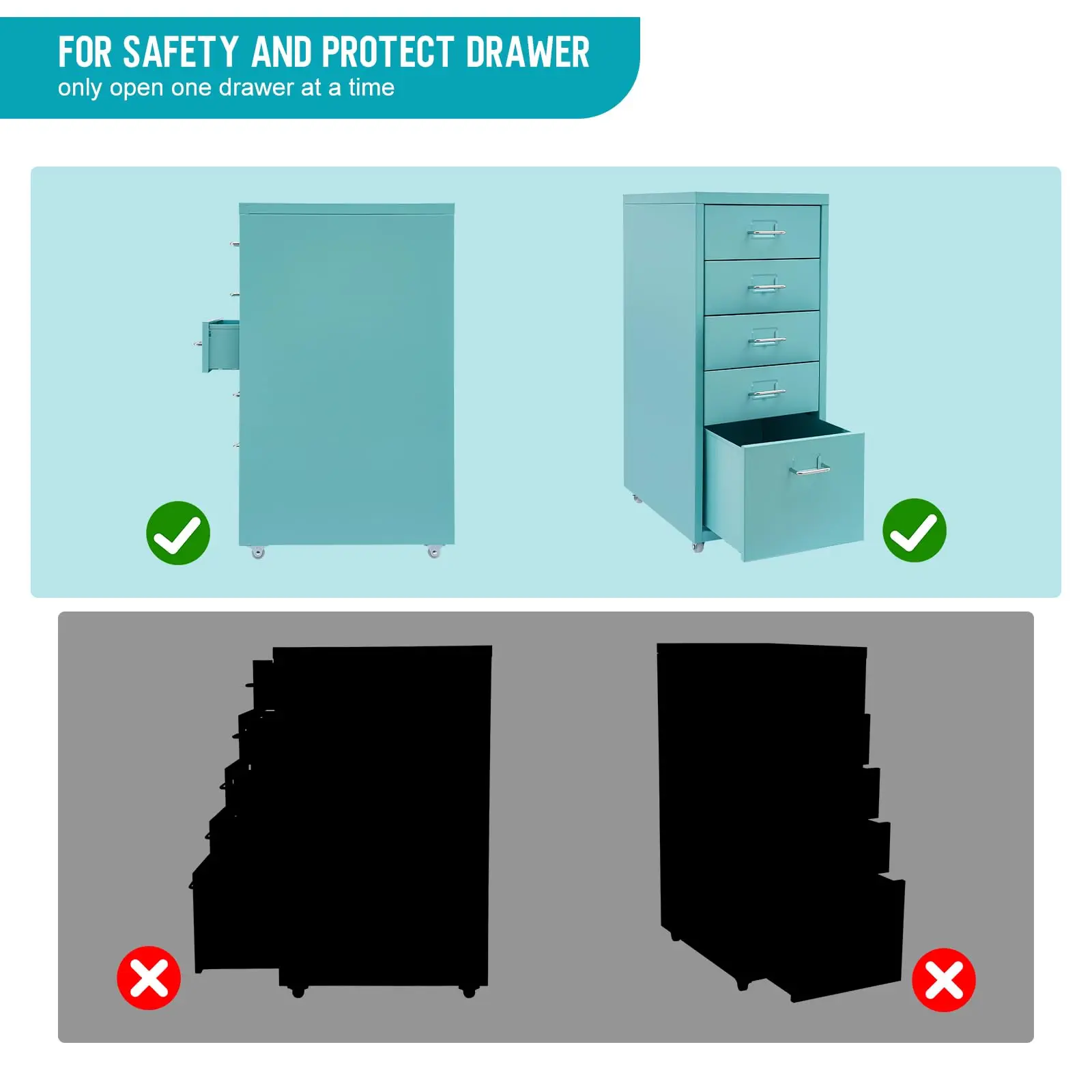 Metal File Storage Cabinet, 5 Drawer under Desk Filing Cabinets with Wheels, Mobile Home Office Furniture for A4 Legal/Letter Size