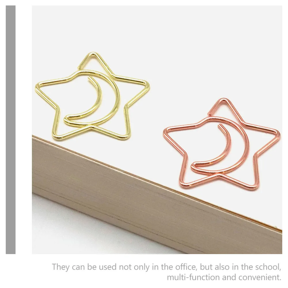 

100pcs Star Shaped Paper Clips 25mm Rose Gold Supplies Document Organizers Metal Craft Pins Files Memos