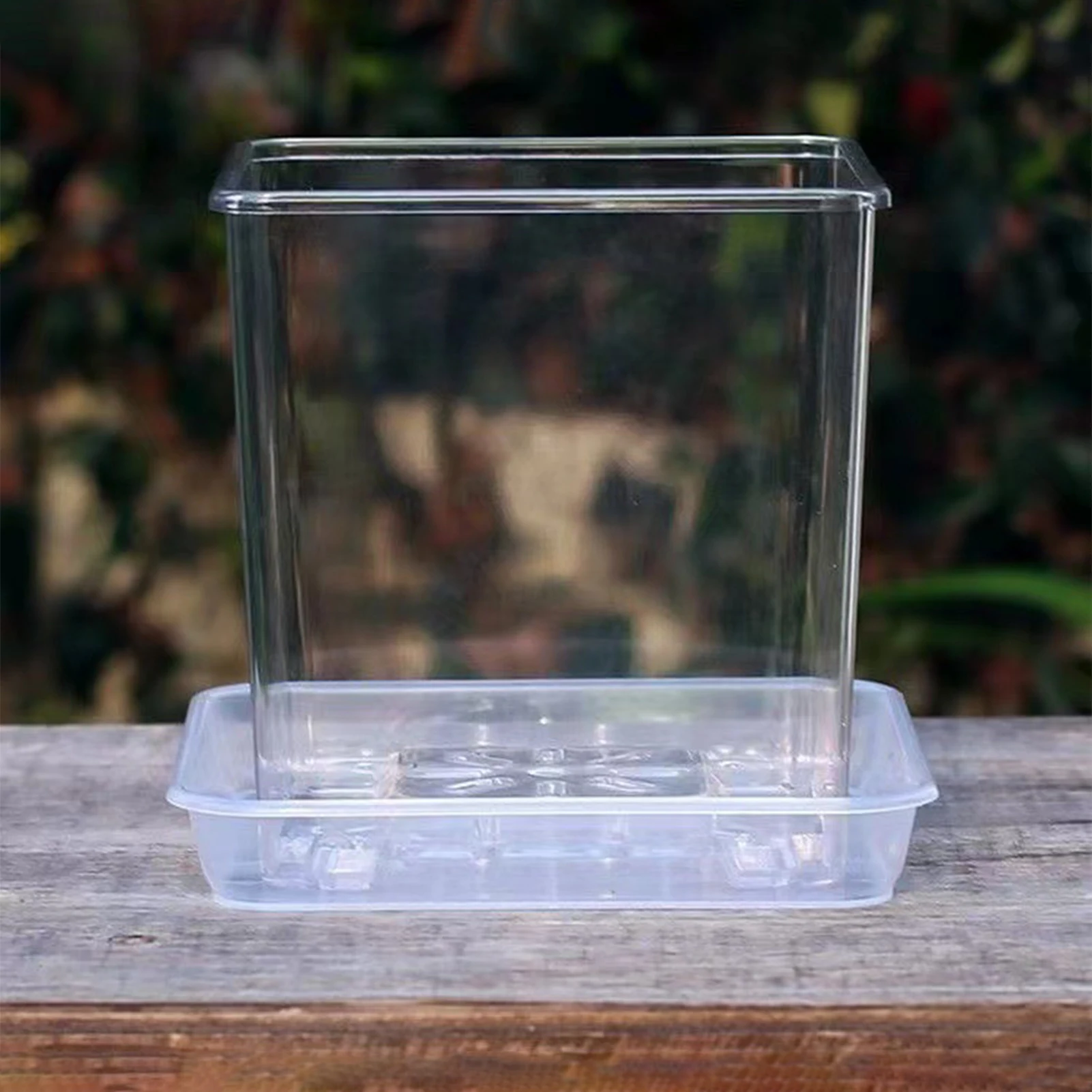 

Houseplants Planter Pot with Tray Square Transparent Durable Plant Pots for Indoor Plants Flowers Seeding