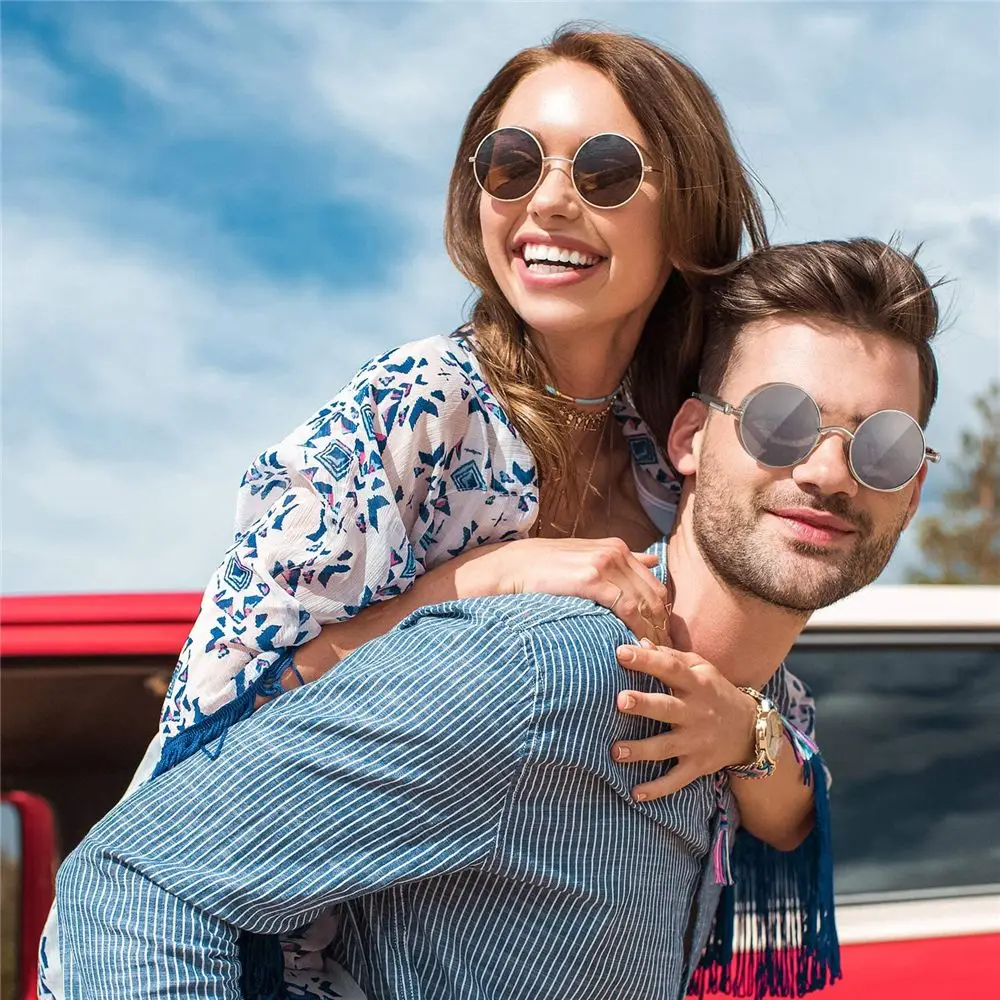 Óculos de sol vintage retrô com armação de metal Steampunk Óculos de sol góticos Proteção UV400