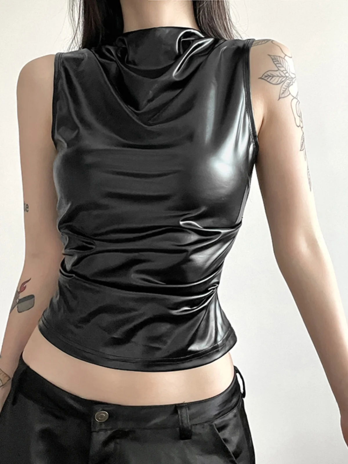 غريب سنور كول مثير السائق مطوية Bla بولي Leather الجلود سليم صالح Svel سترة تنوعا ort العصرية الشارع Sle المرأة سترة