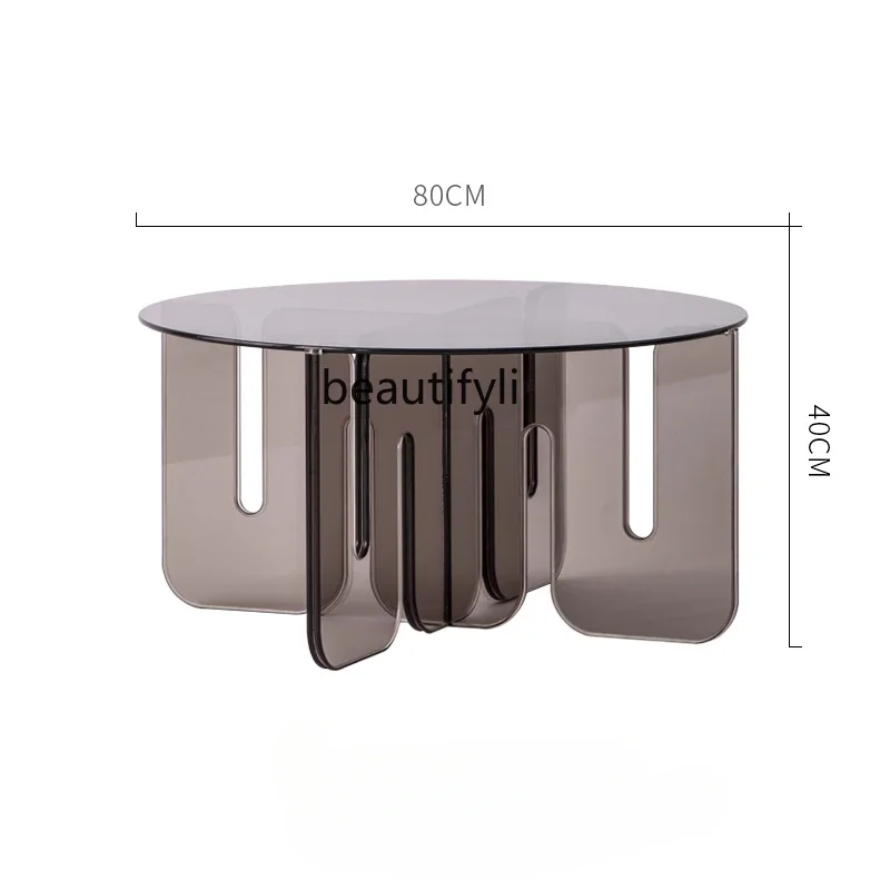 

smt03 Acrylic Transparent Coffee Table round Simple Modern Living Room Designer Glass Tea Table