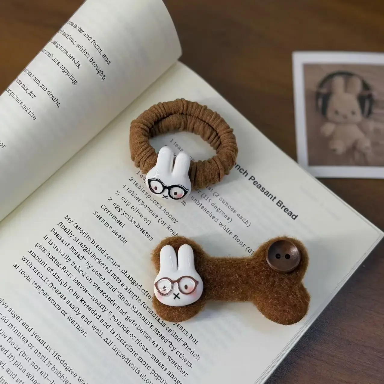 4PCS Miffy hair clip kawaii girls retro fashion coffee color duckbill clip hair rope student cartoon cute hair accessory gift