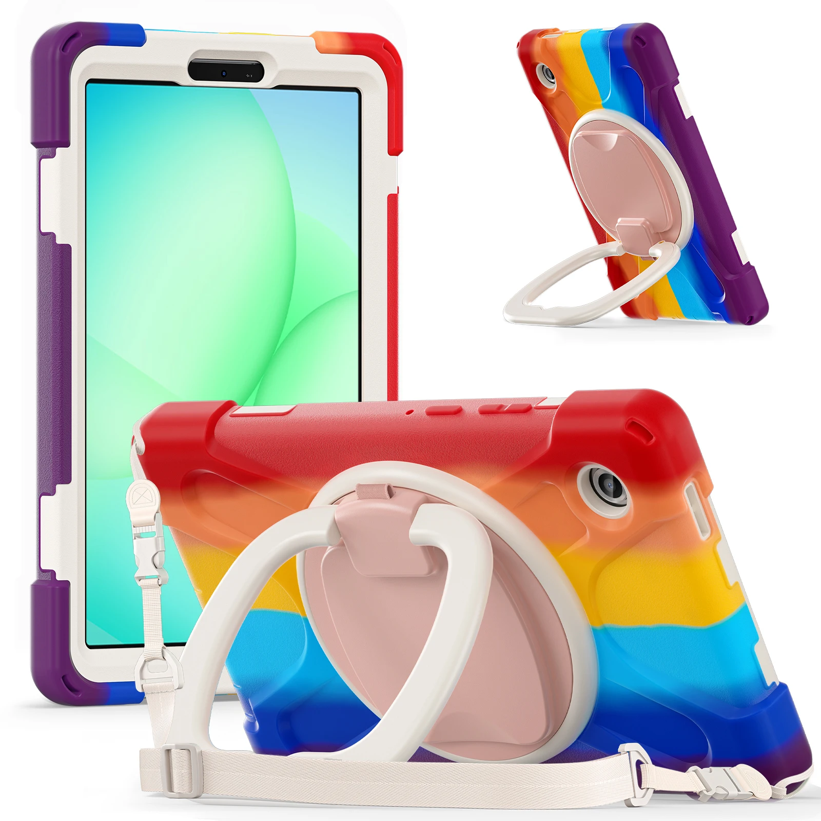 

Чехол-подставка с вращающейся ручкой на 360° для Samsung Galaxy Tab A11 2025 8,7 дюйма SM-X133 SM-X135 с плечевым ремнем, противоударный