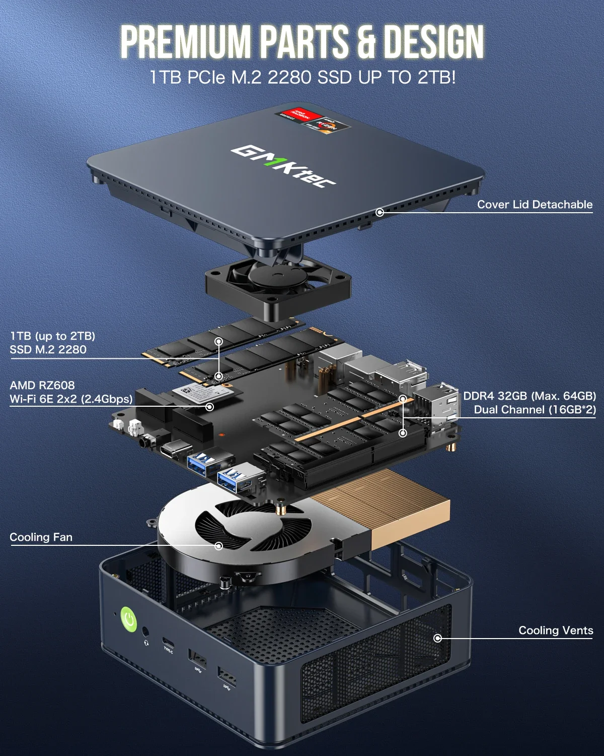 GMKtec M5 Plus Ryzen 7 5825U Mini PC Windows 11 Pro DDR4 Dual Channel NVMe M.2 SSD WIFI6E BT5.2 Desktop Office Gaming Computer