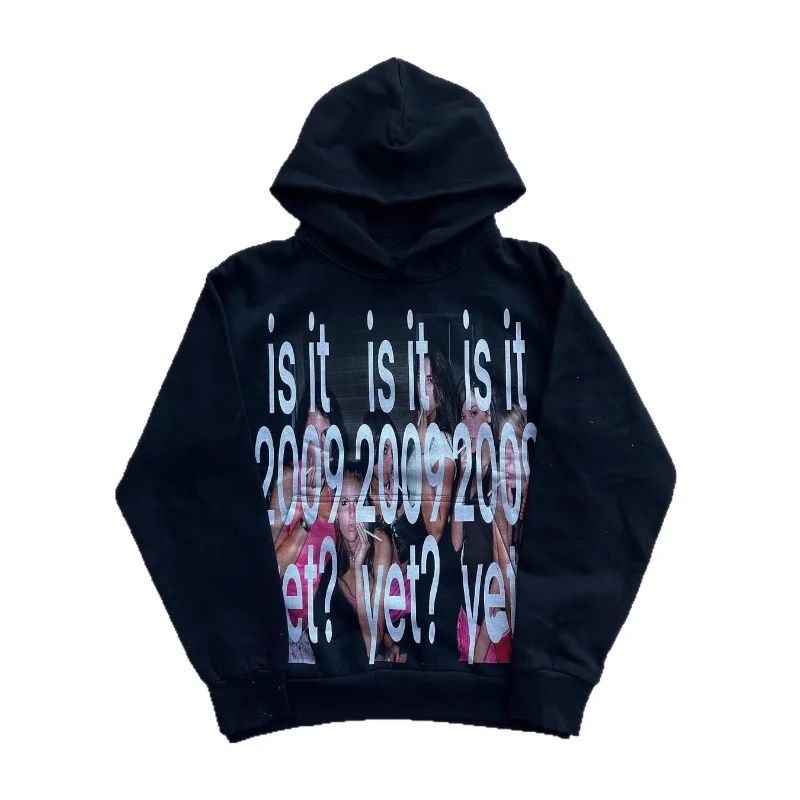 Letter Portrait Printing Vintage Aesthetics Casual Streetwear 2000s Autumn Gothic Harajuku Fashion Long Sleeve Pullover Hoodies