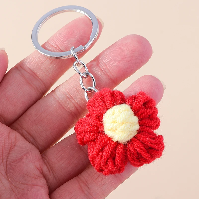 Aihua Heiße Neue Handgemachte Gestrickte Schlüsselbund Schlüsselring Für Frauen Mädchen Nette Gehäkelte Blume Anhänger Auto Schlüssel Ring Handtasche Charme Geschenke – Detail 7