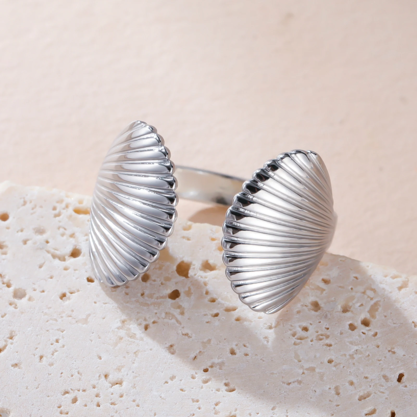COOLTIME Seestern Muschel Ring für Frauen Edelstahl Gold Farbe Trendy Ozean Offenen Ring Finger Schmuck Geschenk Neue – Detail 15