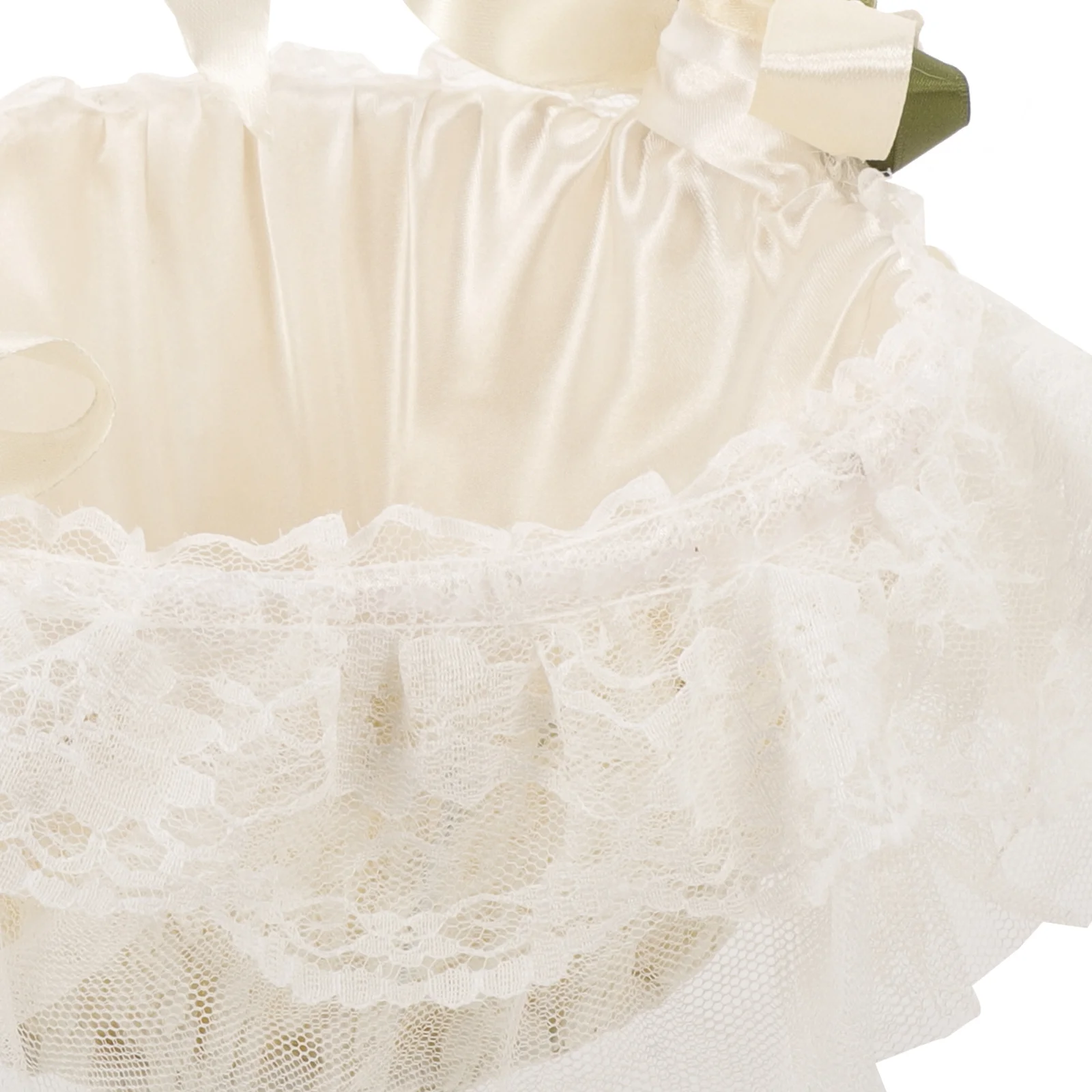 سلال فتاة الزهور لحفلات الزفاف رومانسية من الدانتيل والساتان مع سلة زفاف من حجر الراين لأحداث مأدبة التخرج الممر #1