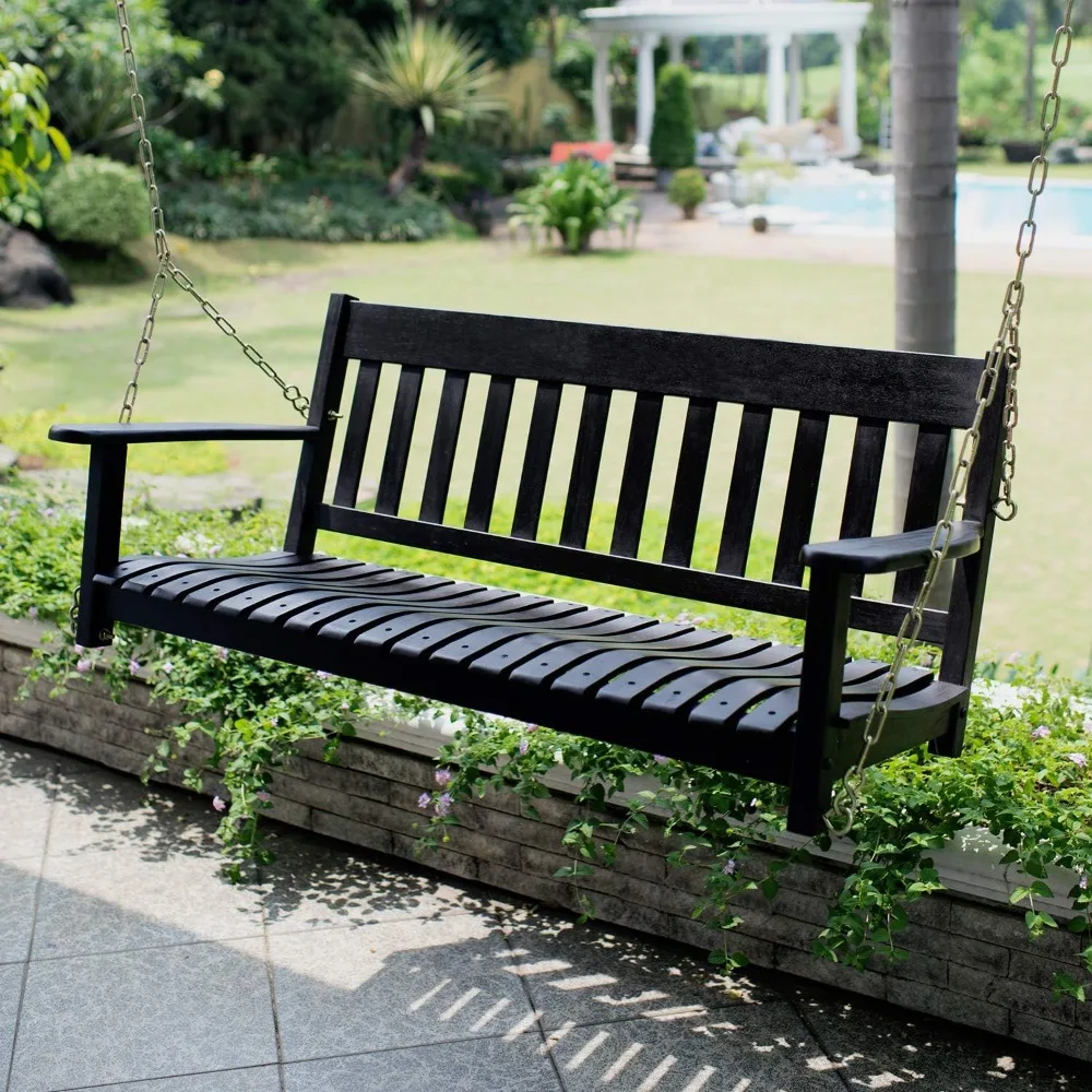 

Porch Swing, Black – Durable Outdoor Swing For Patio, Porch, Garden, Deck – Comfortable, Weather-resistant
