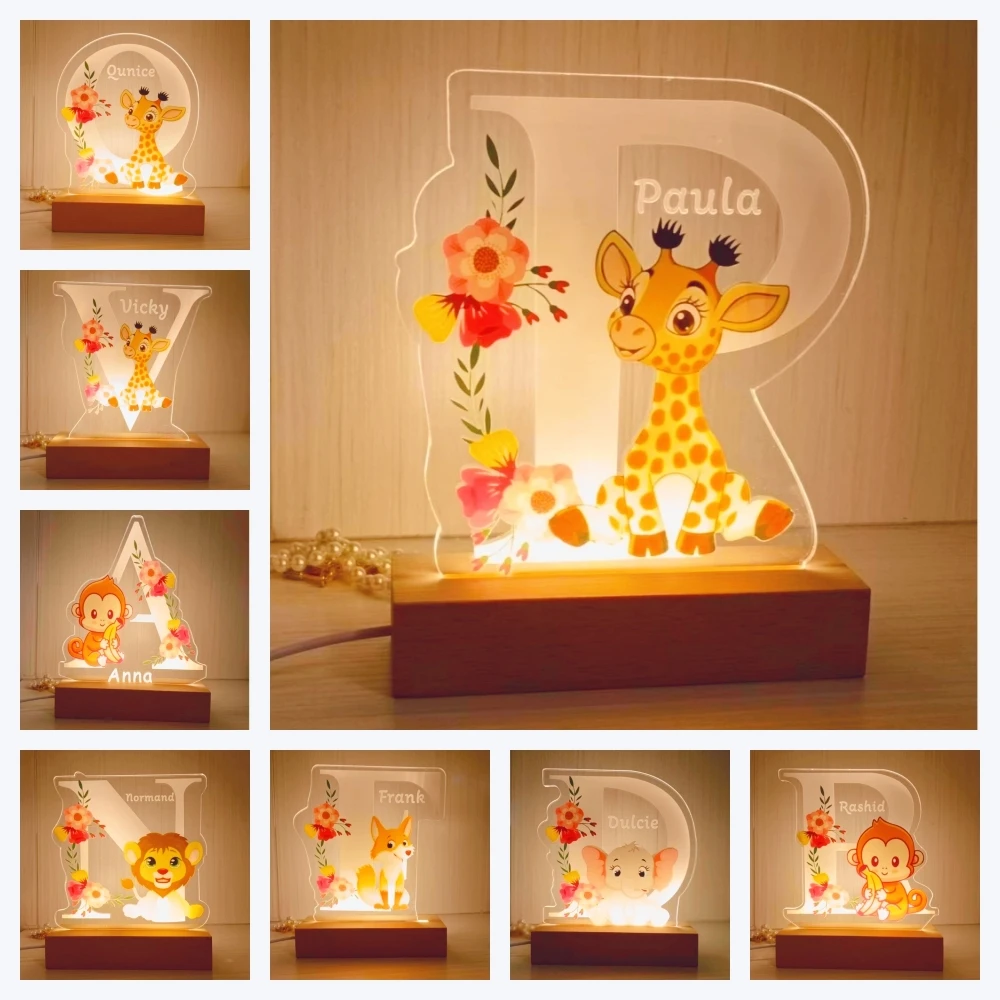 Personalized Acrylic Night Lamp Personal Baby Name Custom Cartoon Light Birthday Gift for Kids Children Home Bedroom Decoration