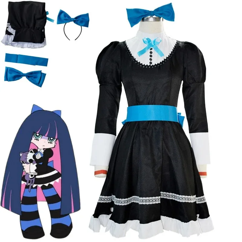 Anime Panty & with Garterbelt Younger Sister Anarchy Stocking Cosplay Costume Gothic Maid Lolita Dress Wig Long Socksc;8,k'5;h.