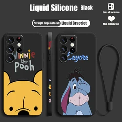 Pooh Bear Eeyore Piglet For Samsung S24 S23 S22 S21 S20 Fe S10 Note 20 10 Ultra Lite Plus Liquid Left Rope Phone Case