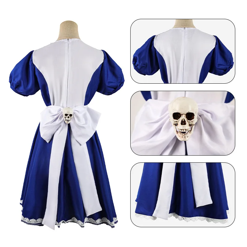 อะนิเมะ Alice Madness ชุดแม่บ้านถุงเท้าเกม Madness Returns Alice คอสเพลย์เครื่องแต่งกายสําหรับหญิงสาวคอสเพลย์ปาร์ตี้ฮาโลวีน