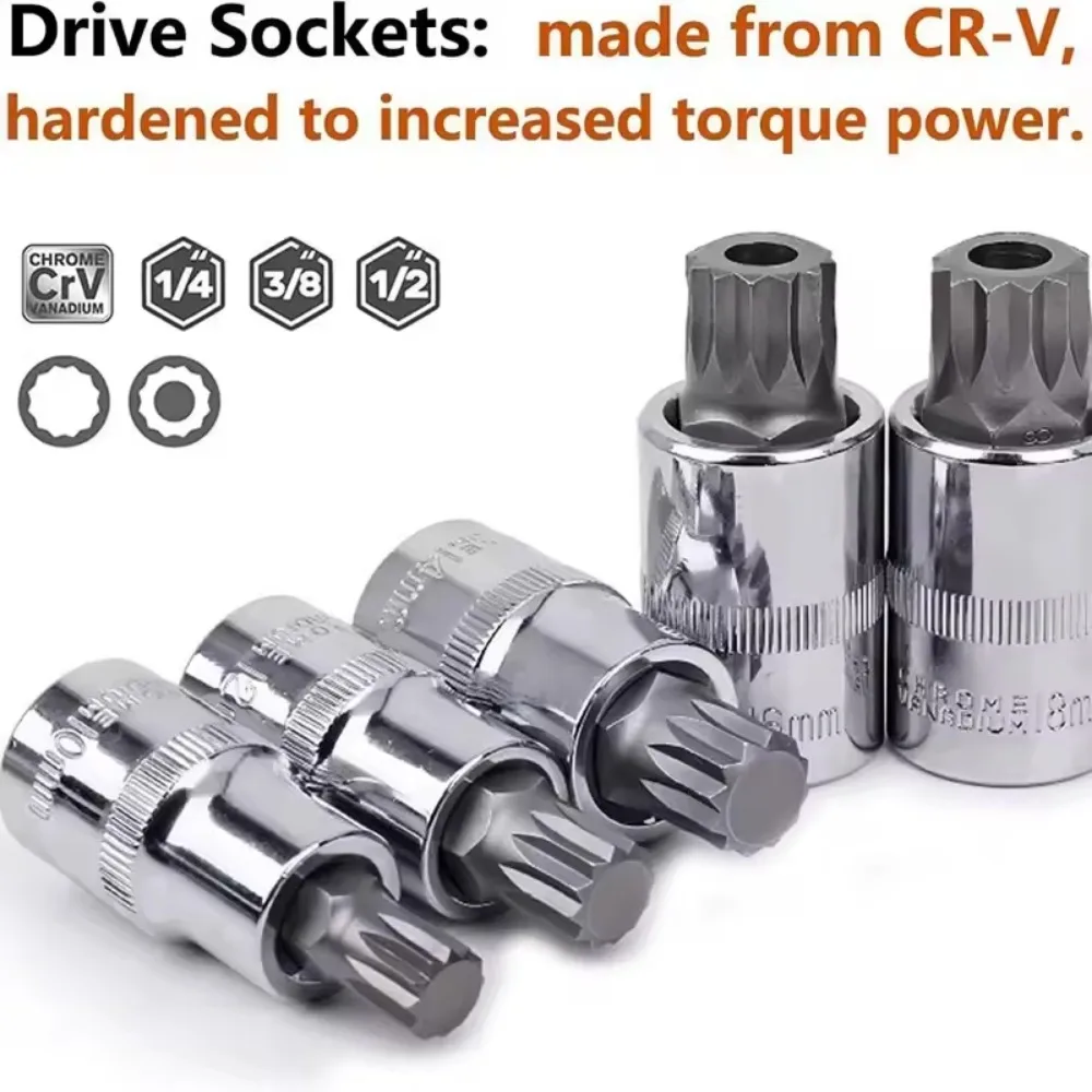 Batch Sleeve Set Auto Repair Tools Screwdriver M4-M18 10PCS Professional Point Triple Square Spline Bit Socket Set Tamper Press