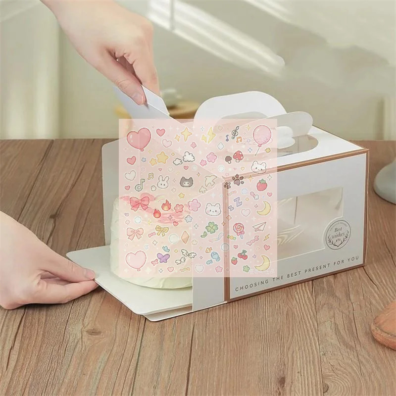 10Pcs Cute Cake Box 4 Inch Thousand Layer Pastry Packaging Boxse Handheld Thickened With Inner Tray Packing Case
