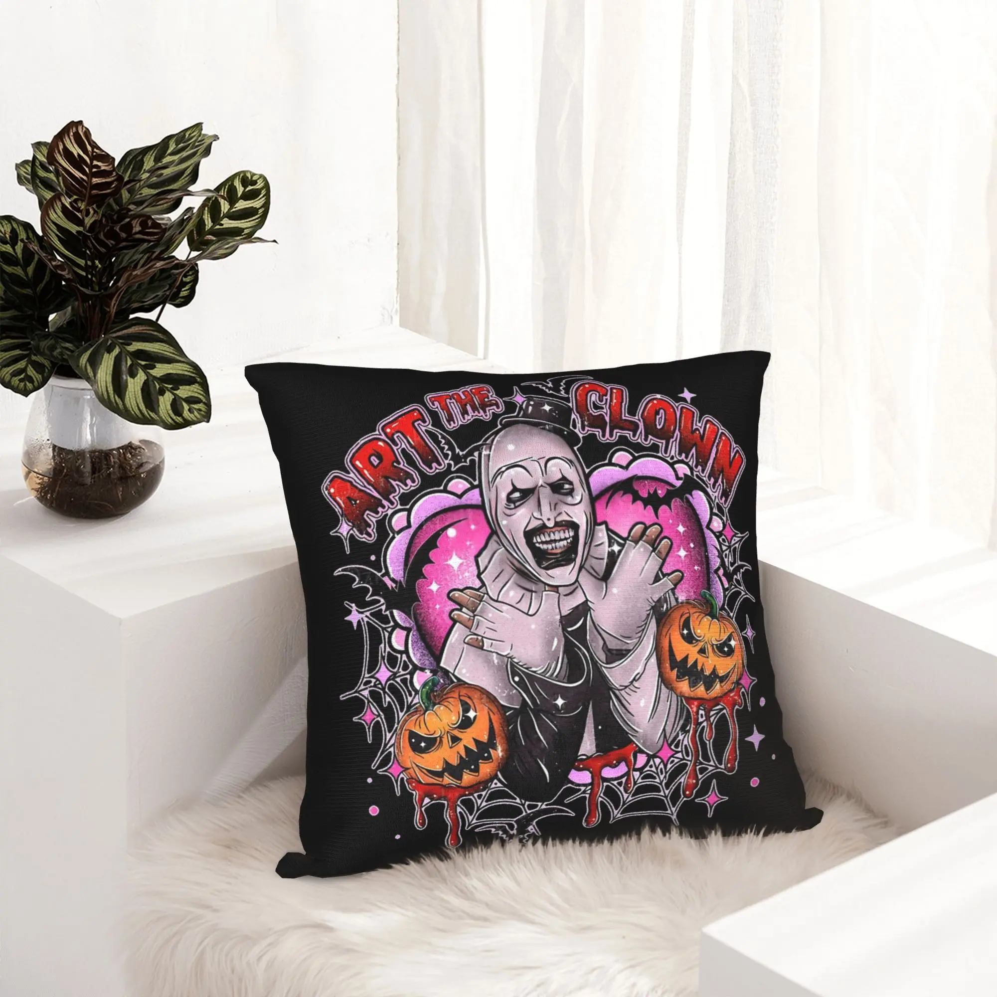 Terrifiers Art The Clown Pillowcase Printed Cushion Cover Decorative Halloween Throw Pillow Case Cover Seat Zippered