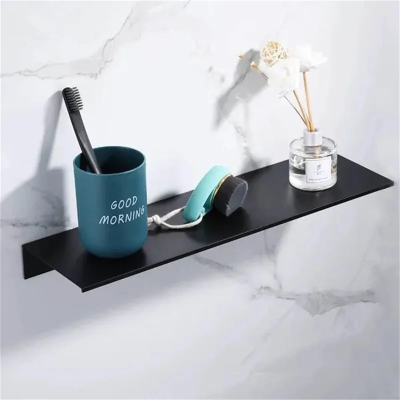 30/40/50CM Floating Shelf Wall Storage Shelves for Living Room Bathroom Kitchen Hanging Mounted White Black Bathroom Shelf