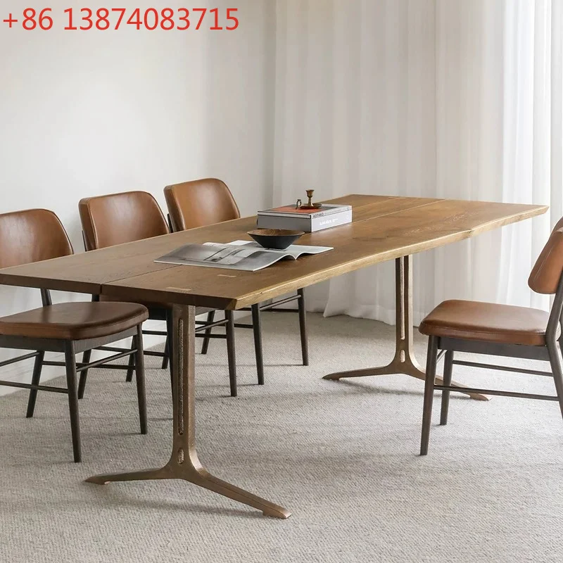 French oak natural edge rectangular western dining table