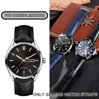 Pulsera de 19mm, 20mm, 22mm, correa de reloj de cuero de vaca con patrón de cocodrilo para Tag Heuer Carrera Monaco, pulsera marrón F1